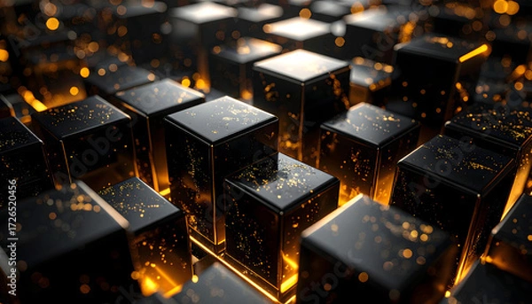 Fototapeta Abstract 3d geometric background with cubes. Used for black friday