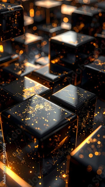 Fototapeta Abstract 3d geometric background with cubes. Used for black friday