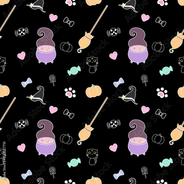 Obraz Seamless Pattern Halloween Magic