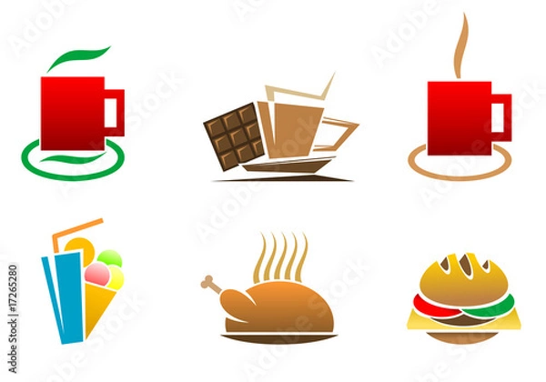 Fototapeta Fast food symbols