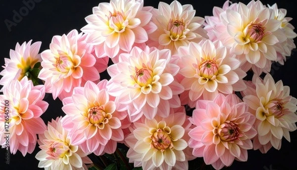 Obraz Close-up of a bouquet of light pink and cream dahlias