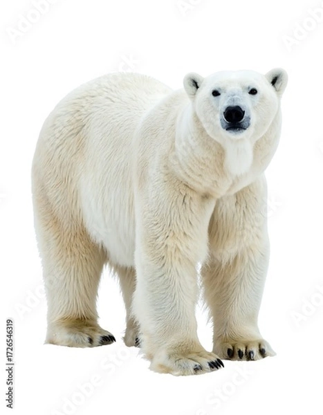 Obraz A large polar bear stands facing the camera against a white background