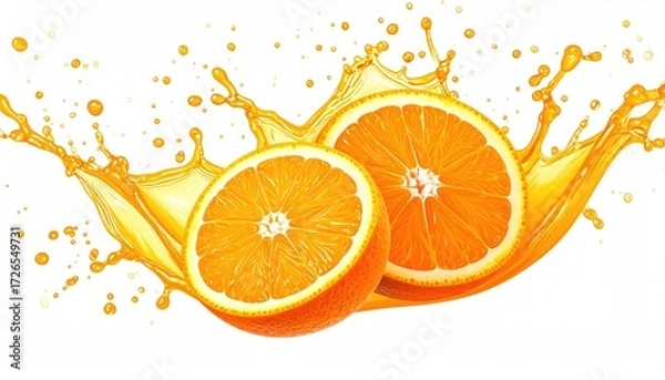 Obraz Orange slices with juice splash