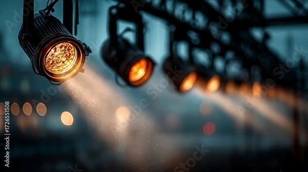 Fototapeta Warm orange lights highlighting performance area high resolution picture