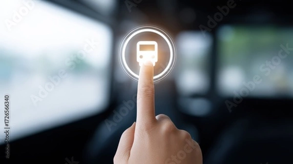 Fototapeta Touch interface showing claim-free driving rewards, School bus insurance