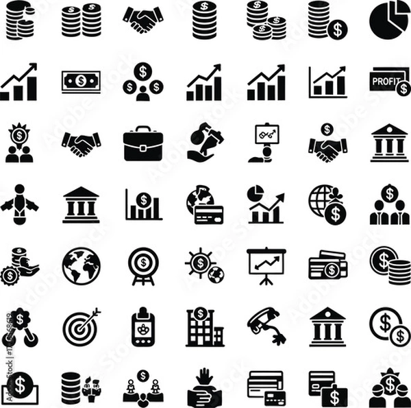 Fototapeta Collection of business and finance icons for presentations and infographics