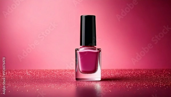 Fototapeta Bottle of red nail polish. On background. Beauty and cosmetics