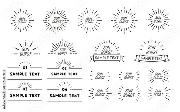 Obraz サンバーストフレーム バリエーションセット ベクター素材