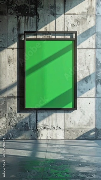 Obraz Empty green screen poster in a gritty industrial interior