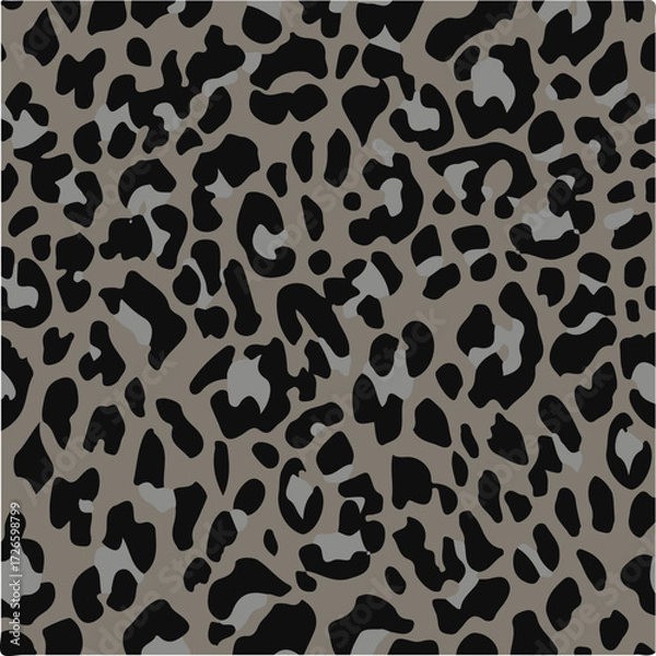 Obraz Leopard skin print, watercolor effect, black, brown, beige, and white gradients, overlapping elements, seamless pattern
