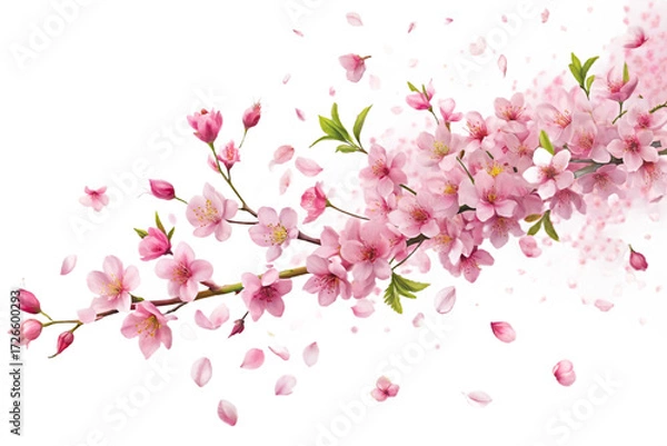Fototapeta pink cherry blossom background. View of pink flowers in a row