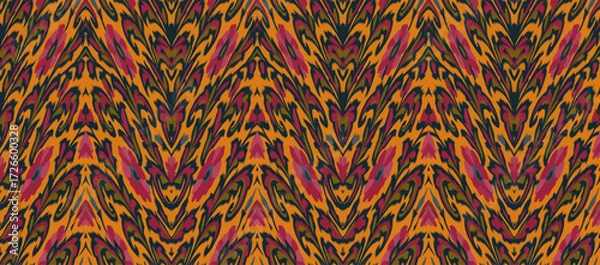 Fototapeta Vintage colorful flower ikat pattern. traditional ethnic background. Hand drawn oriental folk art. Seamless geometric vintage texture.