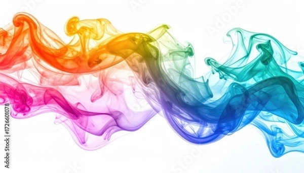 Obraz Abstract rainbow smoke patterns on white background
