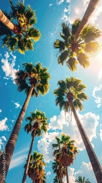 Fototapeta Palm trees reaching for a vibrant sky (2)
