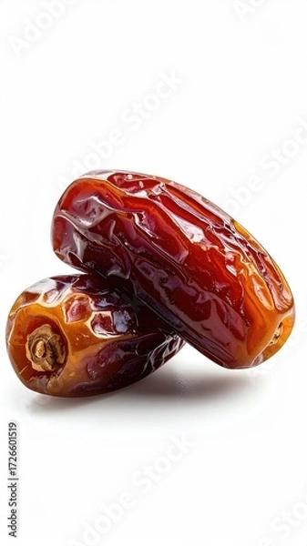 Fototapeta Two dates, close-up, on a white background