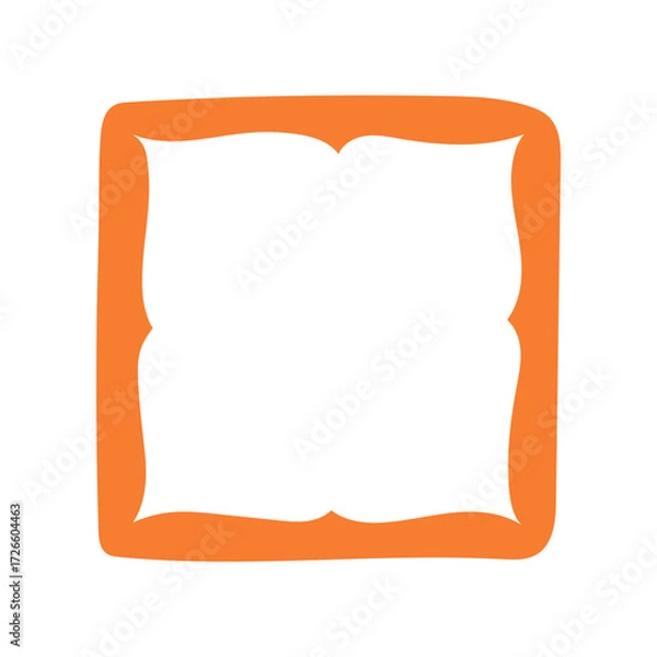 Fototapeta A single hand-drawn square frame with scalloped wavy edges. Bold orange decorative border in doodle style. Ideal for scrapbooking, invitations, greeting cards, photo albums, and creative designs.