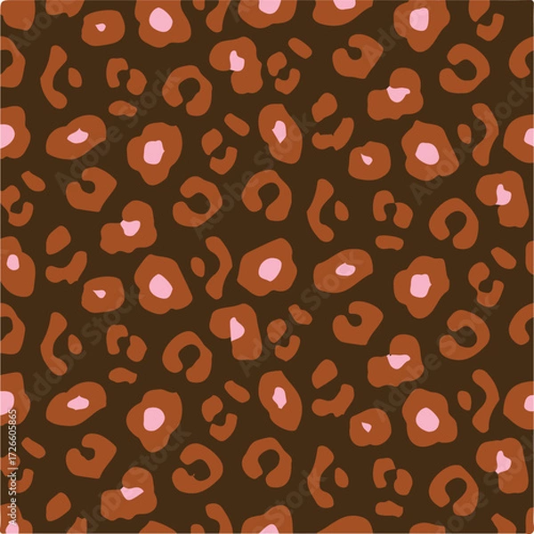 Obraz Leopard skin print, watercolor effect, black, brown, beige, and white gradients, overlapping elements, seamless pattern
