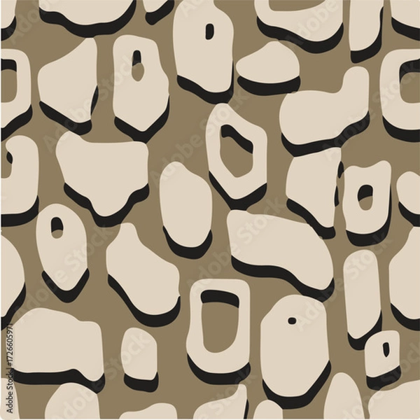Obraz Leopard skin print, watercolor effect, black, brown, beige, and white gradients, overlapping elements, seamless pattern
