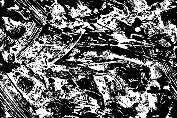 Fototapeta Seamless pattern with white elements isolated on a black background. Monochrome abstract texture.
