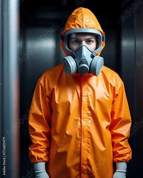 Fototapeta A man wearing PPE for work with safety 