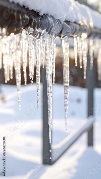 Obraz Icicles hanging from metal