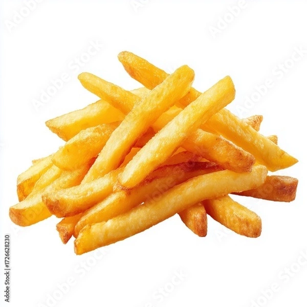 Fototapeta Golden french fries isolated on white background