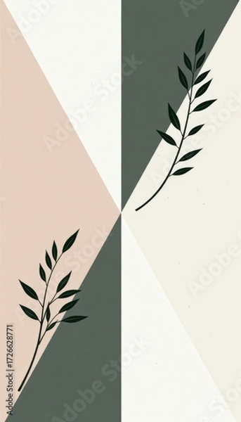 Fototapeta Abstract Botanical Illustration Minimalist Leaf Design for Backgrounds