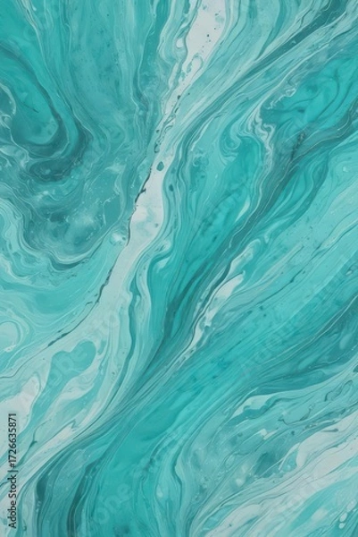 Fototapeta Subtle teal and turquoise swirls, abstract marbling effect , background, aqua, seafoam