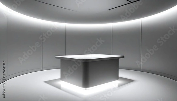 Fototapeta Minimalist Room with Illuminated Table Modern Interior Design