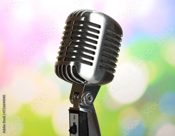 Obraz Vintage microphone on blurred background