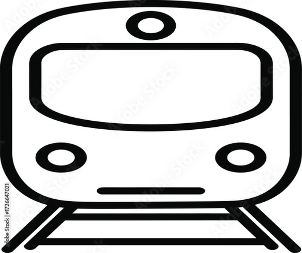Fototapeta Simple outline icon of a modern train front on railway tracks symbolic of transportation and travel isolated on transparent background