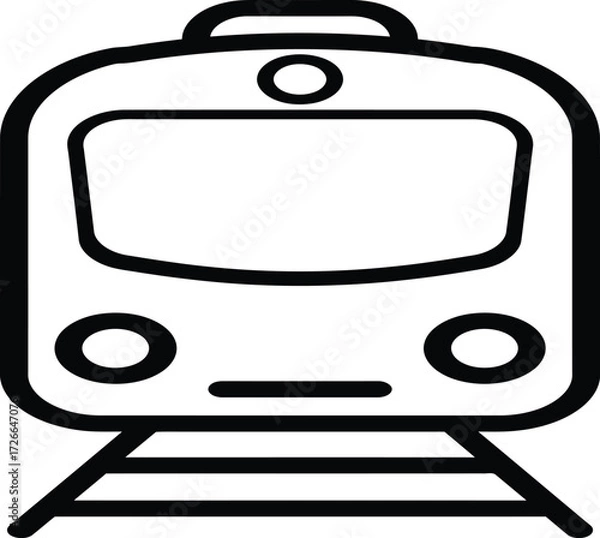 Fototapeta Modern train front view simple outline icon symbol transportation and travel concept clean line art for digital and print projects isolated on transparent background