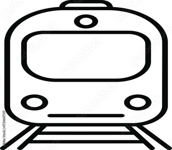 Fototapeta Modern train frontal view icon symbol transport transportation railway locomotive public transit passenger travel journey adventure concept isolated on transparent background