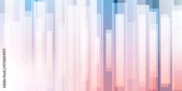 Fototapeta Abstract vector background with vertical layers of gradient rectangles, thick lines in soft peach, pink and blue tones. Modern geometric design for digital, decorative and creative use.