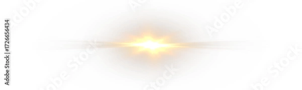 Fototapeta Yellow sun rays with glowing sparkle.