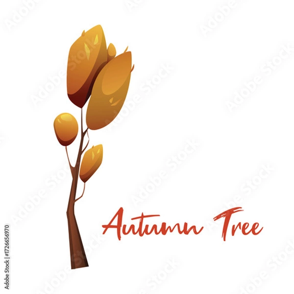 Obraz Illustration of autumn tree with leaves