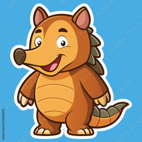 Fototapeta Cartoon armadillo character in a happy pose