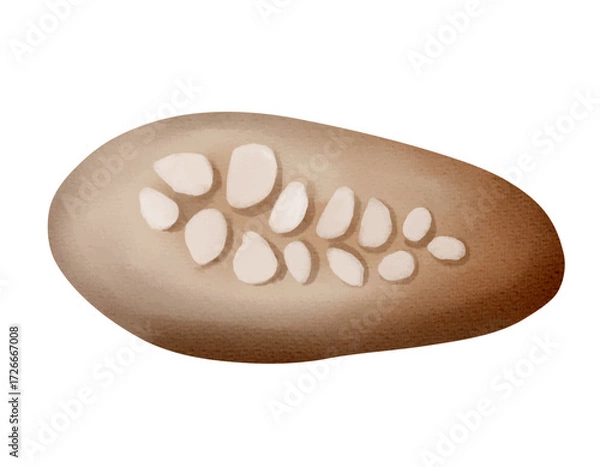 Fototapeta A watercolor fossil on a stone. Delicate shades reveal the hidden bones. Perfect for nature illustrations.