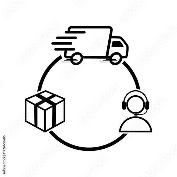 Obraz Supply chain line icon.Line style for website or mobile app. Flat vector illustration design isolated on white background.