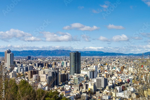 Fototapeta 岐阜市街と金華山からの眺望。金華山ドライブウェイ  水道山展望台
