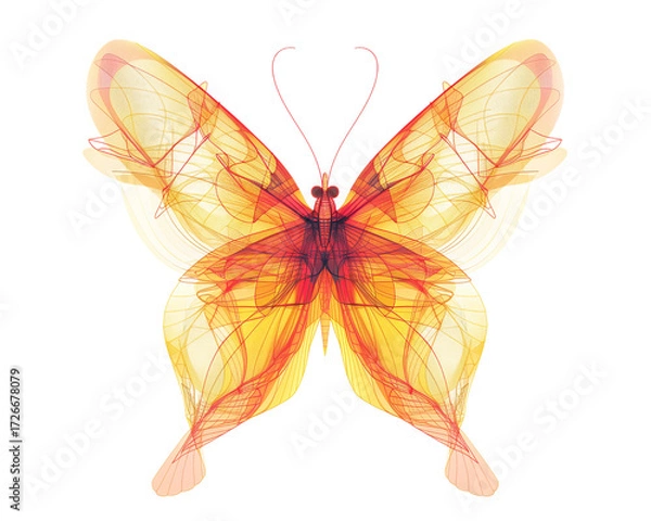 Fototapeta Abstract line art butterfly design illustration Isolated on a transparent background