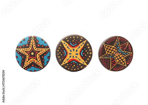 Fototapeta African tribal pattern star badge collection Isolated on a transparent background