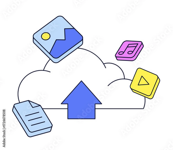 Fototapeta Uploading files to cloud storage