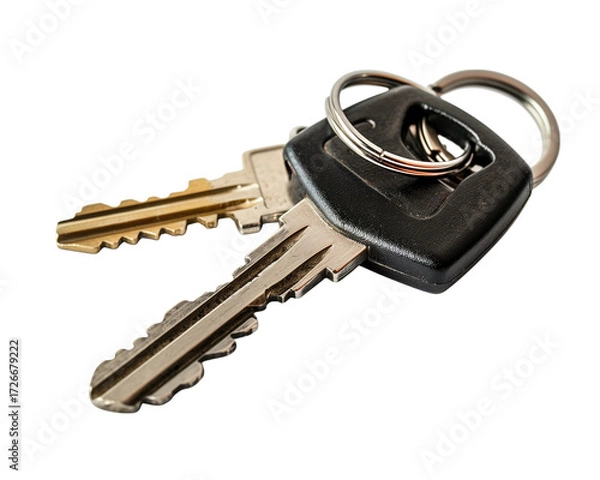 Fototapeta Car key with travel keychain icon Isolated on a transparent background