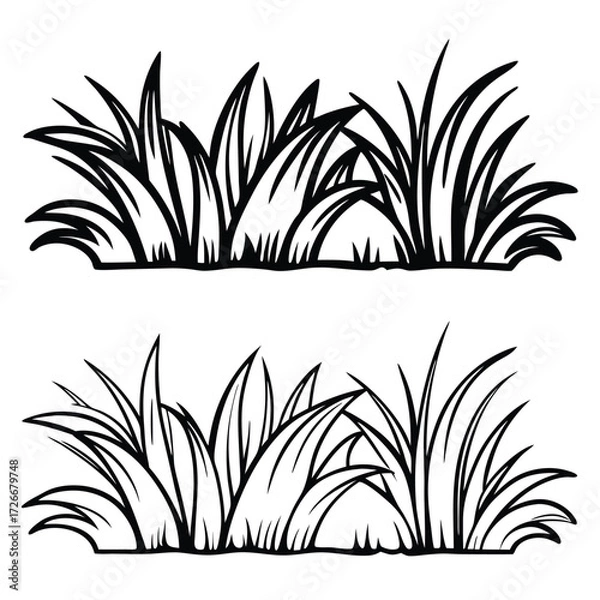 Fototapeta Two outlined grass patches offer versatile elements for scenic borders or decorative accents