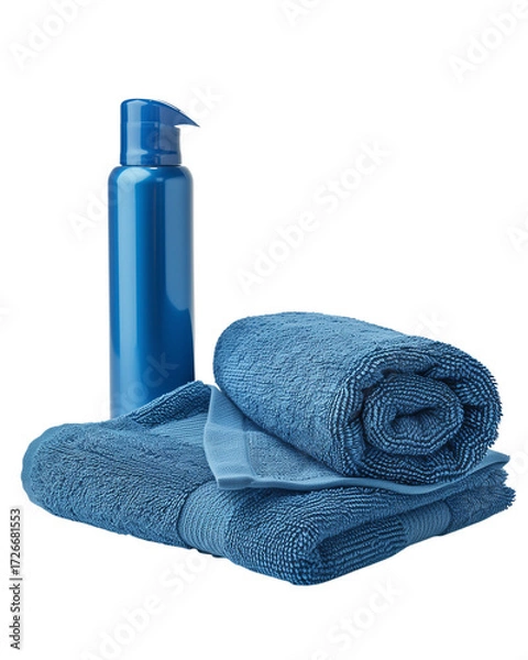 Fototapeta Gym towel and deodorant container set Isolated on a transparent background