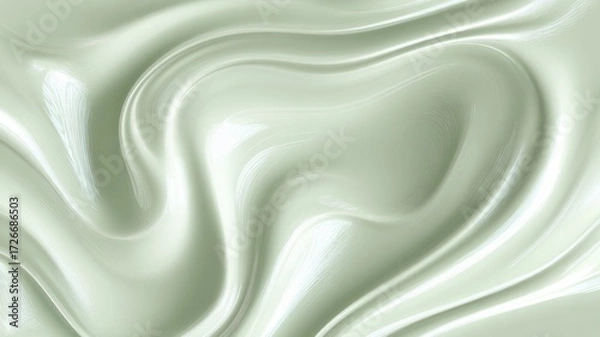Fototapeta Smooth flowing texture with soft green tones. AI generated