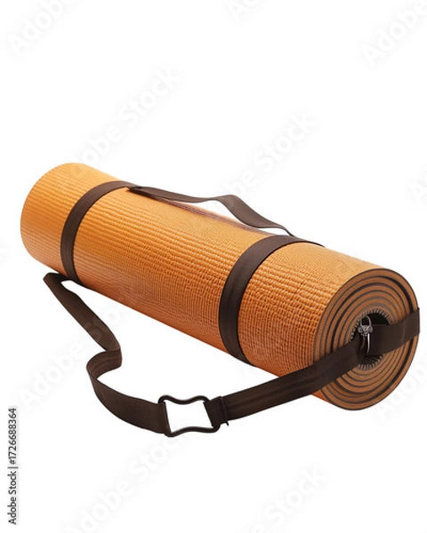 Fototapeta Yoga mat rolled with strap isolated on a transparent background