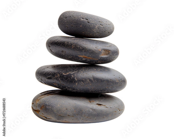 Fototapeta Zen stones stacked in balance isolated on a transparent background