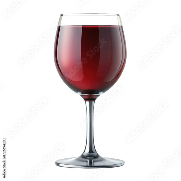 Fototapeta Red wine in a glass isolated on transparent background, closeup studio shot